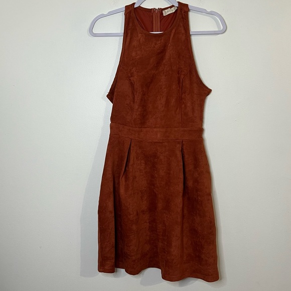 Altar'd State Dresses & Skirts - Altar'd State Burnt Orange High Neckline Cut Out Back Fit and Flare Mini Dress